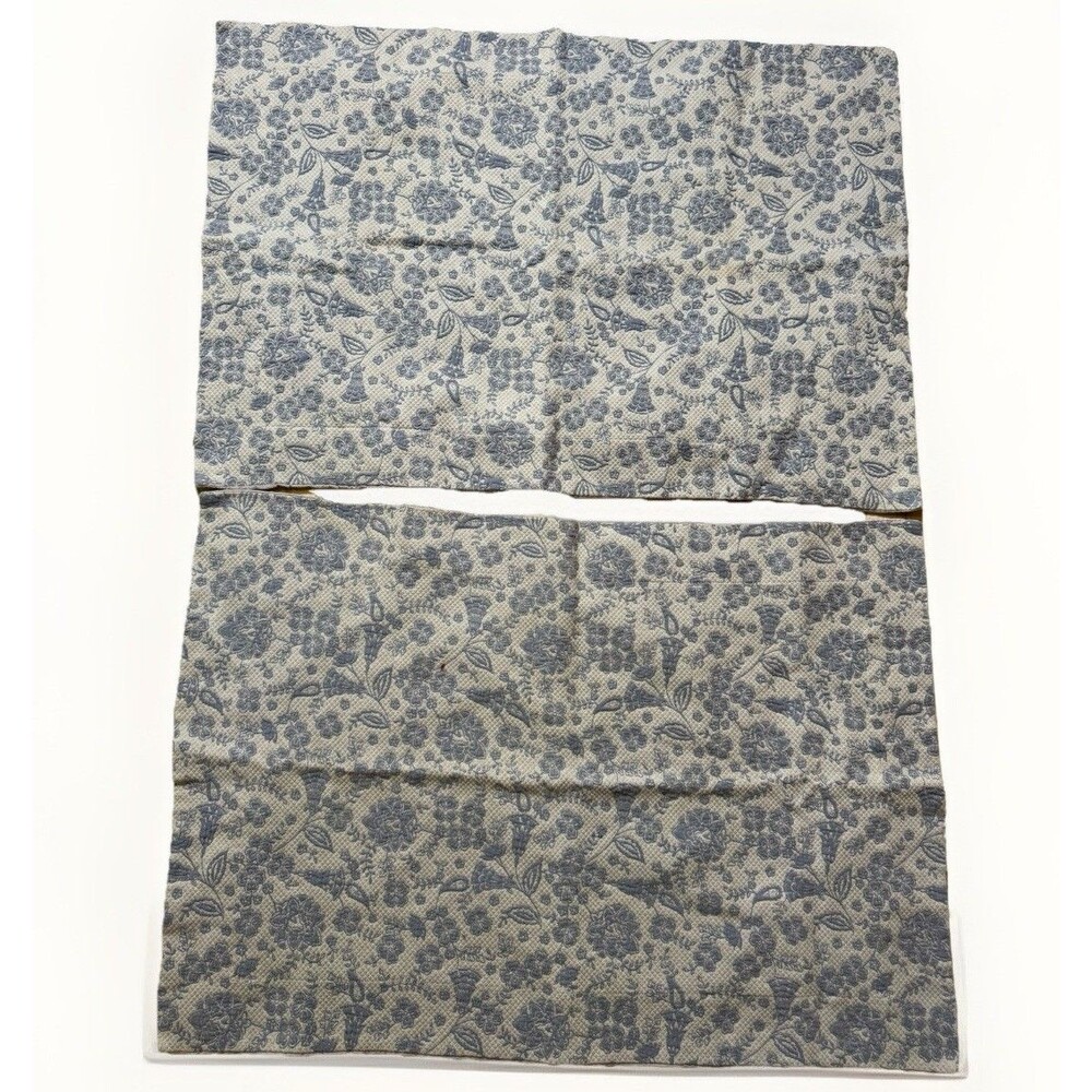 Set of 2 Blue Floral Pillowcases Embroidered Cotton Cottage Farmhouse Standard